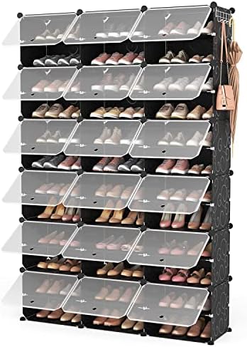 ROJASOP Portable Shoe Rack Organizer, 72 Pairs Covered Shoe Rack Shoe Organizer for Closet Entryway 12-Tier Shoe Storage Cabinet Space Saver Closed Shoe Organizer Cabinet with Doors by ROJASOP