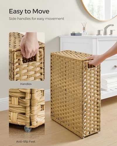 SONGMICS Laundry Hamper with Lid, 14.5 Gal (55 L) Synthetic Rattan,Foldable - Image 4
