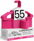 Pink Plastic Hangers 55 Pack - 10 lb Heavy Duty Pink Clothes Hangers for Closet - 0.20" Slim & Space Saving Coat Hangers - Girl's Room Clothing Hangers for Dresses Skirts Blouses by TheBoringHangers
