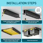 WooFog Ceiling Utility Bin Rails Storage Rack, Overhead Garage Storage Racks, Heavy Duty Hanging Storage Racks for Garage, Adjustable Width, Black (26in-6 Sets for 5 Bins) - Image 4