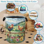 Rooster Laundry Hamper Farm Floral Laundry Basket Collapsible Portable Clothes Storage Bin for Bathroom Bedroom Room Decor 16 X 20.8 Inch - Image 5