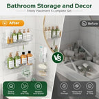 HAMITOR 5 Pack Adhesive Shower Caddy, Clear Transparent Shower Organizer - Image 6
