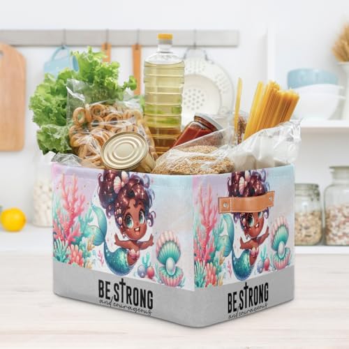 Mermaid Girl Storage Basket Toy Storage Bins Collapsible Cube Organizer - Image 7