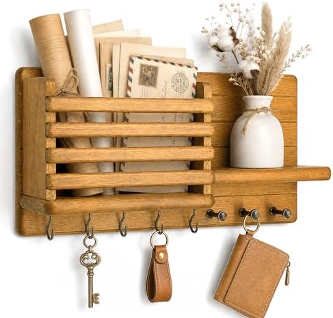 Rebee Vision Key Holder Wall Mount with Mail Slot for Home Decor, Yellow by REBEEVISION