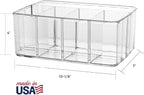 STORi 5-Compartment Clear Plastic Organizer | Rectangular Divided Makeup and Vanity Storage Bin and Office Desk Caddy | Scalloped Wall Design | Made in USA - Image 3