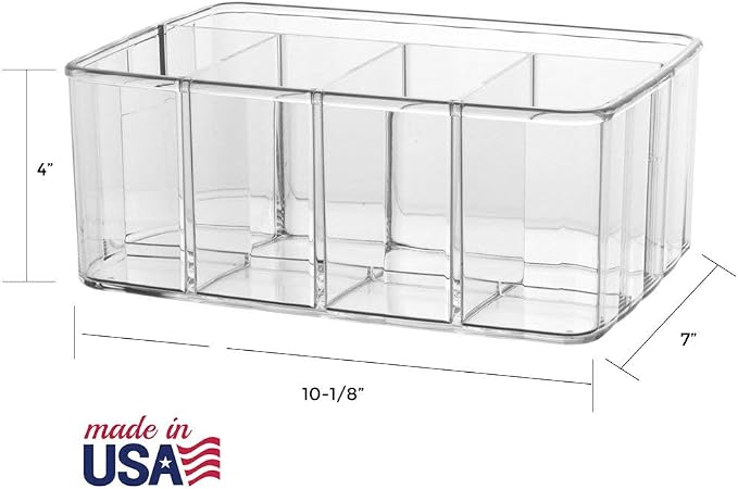 STORi 5-Compartment Clear Plastic Organizer | Rectangular Divided Makeup and Vanity Storage Bin and Office Desk Caddy | Scalloped Wall Design | Made in USA - Image 3