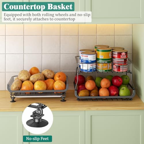 Giwil 3-Tier Rolling Pantry Organizers Fruit Vegetable Storage Basket Cart - Image 3