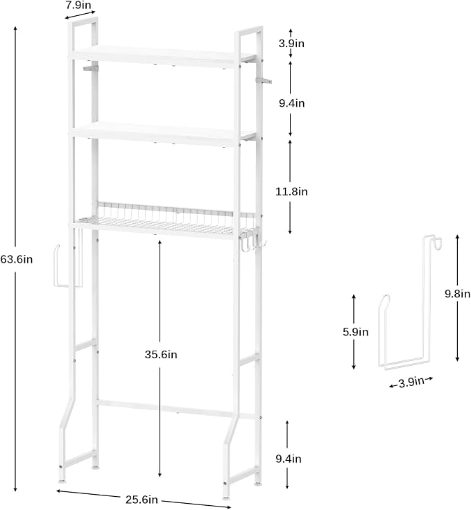Over Toilet Bathroom Organizer with Toilet Paper Holder - Image 8