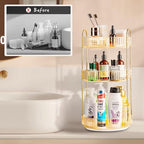 360 Rotating Makeup Organizer - Large Capacity Spinning Perfume & Cosmetic Skincare Holder for Vanity & Countertop (Vibrant Orange, 3 Tier) - Image 2