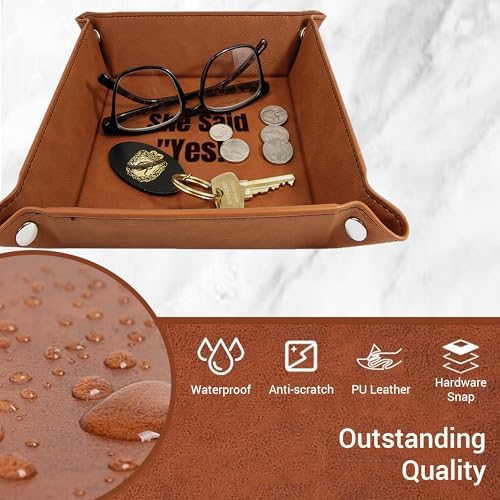 Personalized Valet Trays, Custom Engraved Leather Keys Tray for Men - Image 6