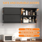 Metal Garage Wall Cabinet with Up-Flip Door, Black Float Tool Cabenit with 2 Doors,Upper Storage Cabinets with Pegboard for Kitchen,Garage,Workshop,Warehouse (25.6" H,Black) - Image 5