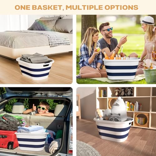 43L(11.5Gallon) Collapsible Laundry Baskets plastic (Blue, 2 Packs) - Image 5
