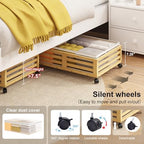 Under Bed Storage with Wheels, 2 Pack Bamboo Drawers for Shoes and Clothes - Image 5