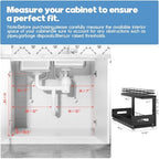 Under Sink Organizer Upgrade To Professional Rails,2-Tier Dual Pull Out Cabinet Storage,Height Adjustable Slide Out Drawers For Bathroom Kitchen,2 Pack-18.5"Dx12.8"-16.9"H,Black - Image 2