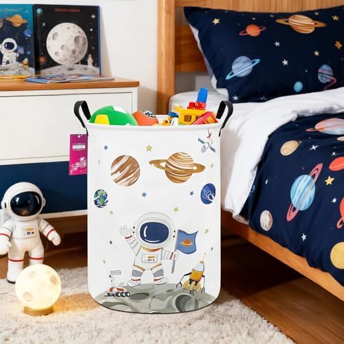 Astronaut Fabric Storage Bin Nursery Organizer Basket - Image 3