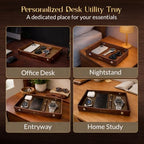 Luxe Genuine Leather Valet Chronicle Tray | Premium Handmade Multipurpose Catchall Tray, Coin Watch Key Trinket Dish for Home Office Desk, Nightstand Entryway (Russet, 11 x 9 x 1.5) - Image 5