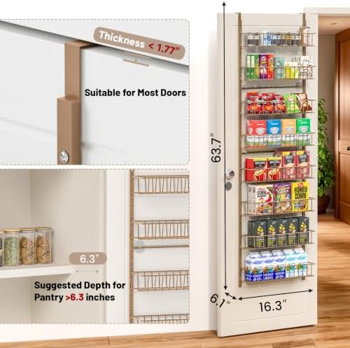 ElegantArray 8-Tier Pantry Door Organizer, Brown - Image 3