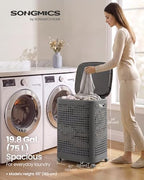 SONGMICS Laundry Hamper with Wheels, 75 L Laundry Basket with Lid - Image 2
