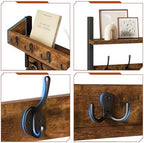 31.5" Coat and Key Rack Wall Mount with Shelf, Rustic Brown, HWS007H-2 - Image 7