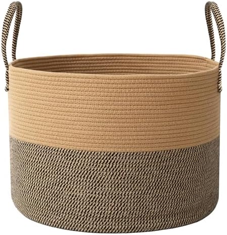 JMvicyroam 65L Extra Large Machine Washable Cotton Rope Blanket Basket by JMvicyroam