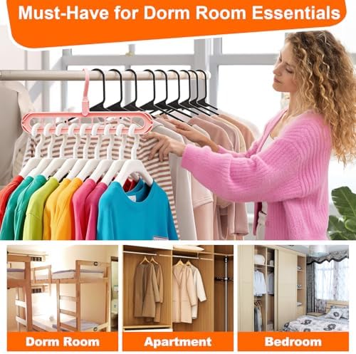 Closet Organizers and Storage,College Dorm Room Essentials Magic Hangers | 6 Pack Multifunctional Multi-Color Organizer Smart Space Saving Hangers with 9 Holes Storage Organization for Wardrobe Closet - Image 6
