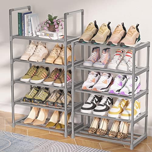 OYREL 10-Tier Metal Shoe Rack, Narrow Shoe Rack Organizer, Sturdy Shoe Shelf for Closets, Entryway, Bedroom, Garage - Silver - Image 6