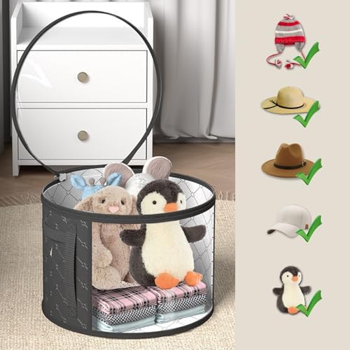 Hat Boxes For Women Storage - This Oversized Clear Hat Storage Bag can hold 9 hats,suitable for cowboy hats,suitable for travel and daily hat organizer for closet.(Pure Black and Pure Gray) - Image 7