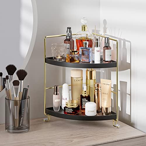 KINGNERWI 2-Tier Bathroom Counter Organizer, Vanity Corner Shelf, Black - Image 6