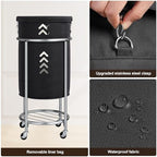 ELYKEN Laundry Basket with Wheels, Round Rolling Laundry Hamper, Black - Image 5