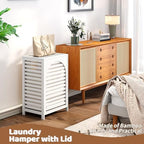 Laundry Hamper with Lid (16.9 * 13 * 26.5inches) Large Bamboo Laundry Bin Basket 85L Clothes Hamper with 1 Removable Bag Storage baskets for Bathroom (White) - Image 5