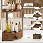 2-Tier Corner Bathroom Countertop Organizer with Drawer - Image 3