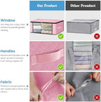 HomeHacks 3-Pack Clothes Organizer Storage Bags, 35L Storage Bins, Pink | Foldable Storage Box Container with Zippers, Clear Window, Reinforced Handles for Closet, Dorm, Pillows, Bedding, Sweater - Image 5