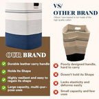 Laundry Hamper, 75L Tall Laundry Basket with Leather Handles, Rectangle Large Clothes Hamper for Organizing, Cotton Woven Laundry Baskets Storage Hampers for Bedroom, Nursery, Living Room - Image 5