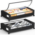 Under Bed Storage With Wheels, 2 Pack Square Containers, 60L Bins, Rolling Metal Drawer for Clothes, Blankets, Shoes by YEEBONIX-UnderBedStorage
