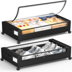 Under Bed Storage With Wheels, 2 Pack Square Containers, 60L Bins, Rolling Metal Drawer for Clothes, Blankets, Shoes by YEEBONIX-UnderBedStorage