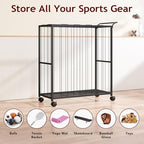 Homsorout Ball Storage Bin Rolling Sports Ball Cart, Black - Image 4