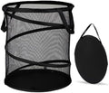 BATTOO Mesh Collapsible Laundry Baskets, Foldable Pop Up Laundry Hamper, Large Laundry Basket Hamper for Laundry, Bathroom, Kids Room, College Dorm, Travel, Camping Black by BATTOO