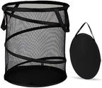 BATTOO Mesh Collapsible Laundry Baskets, Foldable Pop Up Laundry Hamper, Large Laundry Basket Hamper for Laundry, Bathroom, Kids Room, College Dorm, Travel, Camping Black by BATTOO