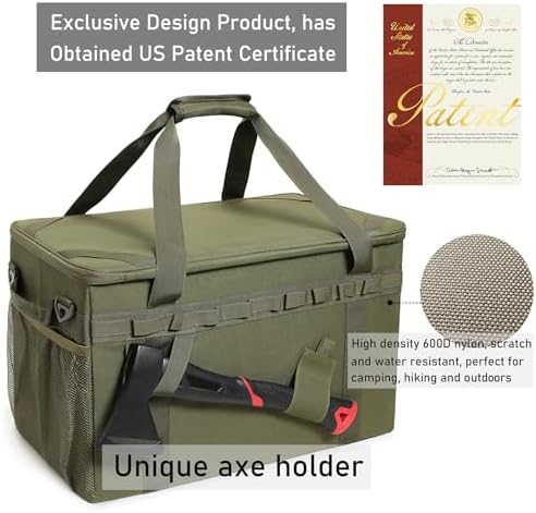 Tactical Camping Storage Bag Utility Tote Bag Camping Kitchen Organizer with Axe Holder & Shoulder Strap - Image 3