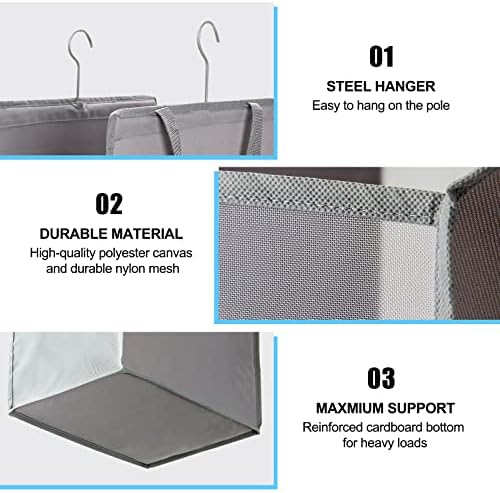 FENTEC Hanging Laundry Hamper，2 Pack Grey Hanging Laundry Basket - Image 5