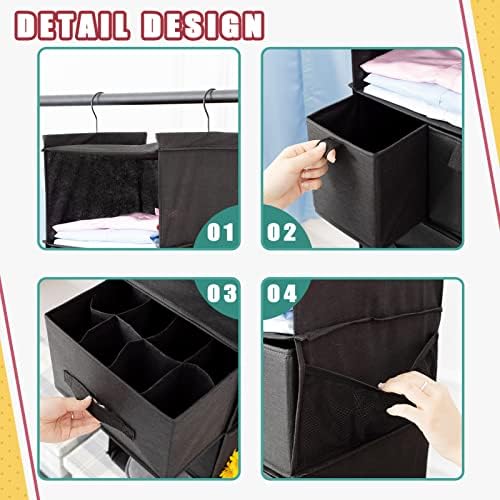 6-Shelf Hanging Closet Organizer with 5 Drawers, Non-Woven Storage, Black | Spacious compartments sort clothes & undergarments; foldable drawers add hidden storage for closets, wardrobes or RVs. - Image 6