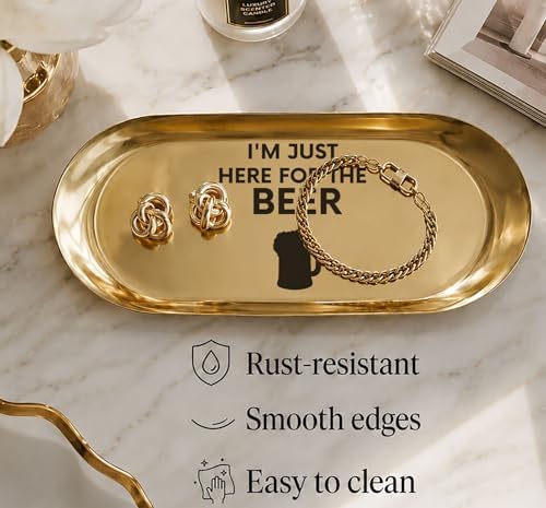 Pawpy Mate Oval Gold Catchall Tray Set of 2, Stainless Steel, 7x3 Inch, Vanity and Decorative Tray, Rust Resistant and Stackable, Modern Polished Finish, for Bathroom Vanity and Entryway Organization - Image 3