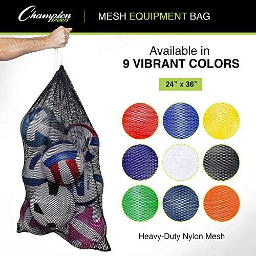 Champion Sports Mesh Equipment Bag – Heavy-Duty Nylon Drawstring Bag with Lock & ID Tag, Breathable Storage Sack for Balls, Swim Gear, Laundry & Toys, Multiple Sizes & Colors - Image 2