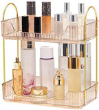 Akinbas 2 Tier Bathroom Organizer Countertop Makeup Perfume Tray Skincare Organizer for Bathroom Dresser Vanity (Gold) by AKINBAS