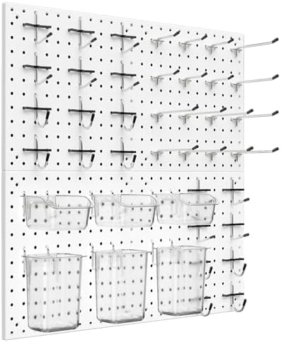 Peg Board Kit, Includes Pegboard and Accessories,with Hooks and Bins,Peg Board Wall Organizer for Office,Ornaments Display,Crafts Organization (66, White) by Daanxw