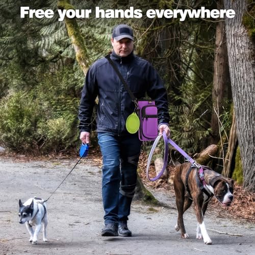 Nuovoware Water Bottle Carrier Bag, 25oz/32oz Bottle Pouch Holder, Adjustable Shoulder Hand Strap 2 Pocket Sling Neoprene Sleeve Sports Accessories for Men/Women Hiking Travelling, Purple - Image 3