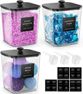 Moforoco 3 Pcs Laundry Pods Container, Clear Laundry Room Organization Containers,Large Detergent Powder Storage, Black Wooden Lids & Labels by MOFOROCO
