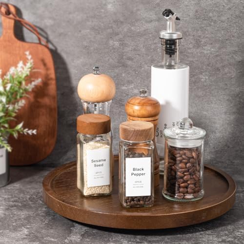 Wood Lazy Susan Organizer Kitchen Turntable for Cabinet Farmhouse Bathroom Decor Round Decorative Tray for Vanity, Counter, Sink, Coffee Table, 11 Inch, Walnut - Image 2