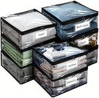 Plastic Storage Bags with Easy-Glide Zipper, Pack of 8, Durable Clear Vinyl Zippered Storage Bags for Clothes Sweaters Comforters Blankets Sheets Bedding (15 x 12 x 5 Inch, Transparent Black) by Kikerike