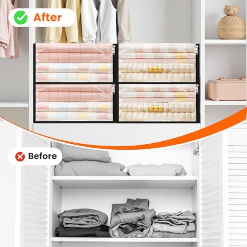 SpaceWhisper Clear Sheet Storage Bags, 4 Pack, 17.7 x 15.7 x 7.9 in | Sheet organizers and storage, zippered closure, thick plastic, reinforced handles, clothes, blankets, under-bed storage - Image 5